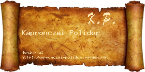 Kapronczai Polidor névjegykártya